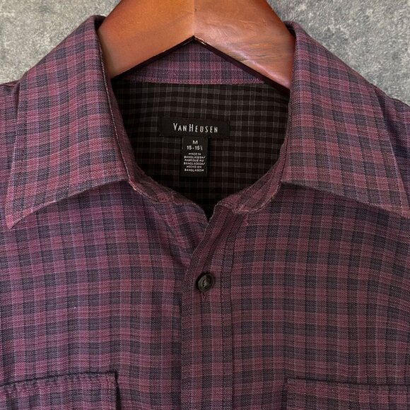 Van Heusen Plaid Long Sleeve Button Front Shirt, Medium - Picture 3 of 3